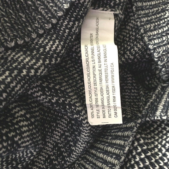 French FDJ Collection Womens Blue White Color Block Turtleneck Sweater Sz Medium - Picture 5 of 9